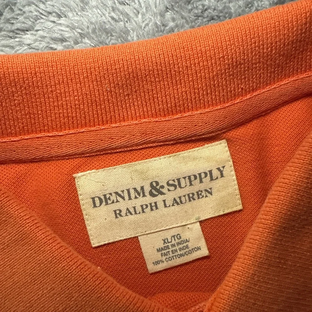 Denim & Supply Ralph Lauren Men's XL Orange Short Sleeve Polo Shirt Flag Sleeve